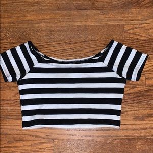 forever 21 Off the Shoulder Striped Crop Top